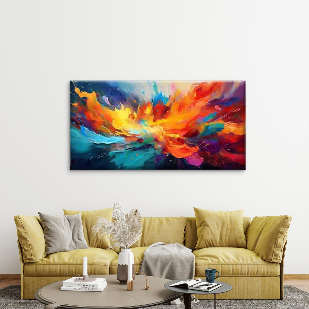 Vibrant Colors in Motion Wall Art Canvas Office Home Room Framed 120x60cm