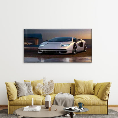 Modern Sports Car At Sunset Wall Art Canvas Office Home Room Framed 120x60cm