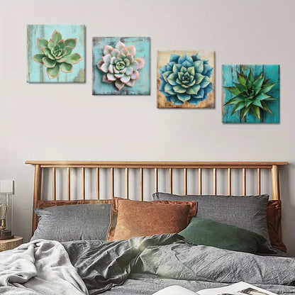 4pcs Green Aesthetic Wall Decor  Wall Art Canvas Framed