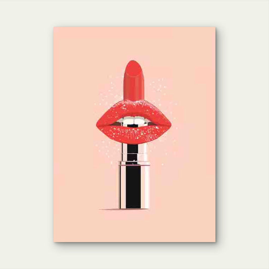 Vibrant Red Lips & Pink Background 60x90cm Metal Print Ready to Hang