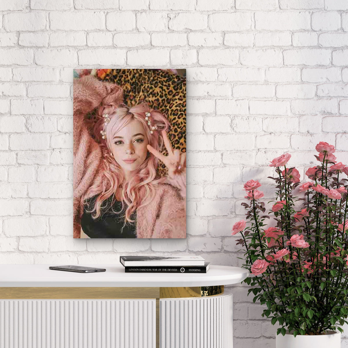 Cozy Vibes And Peace Signs 60x90cm Metal Print Ready to Hang