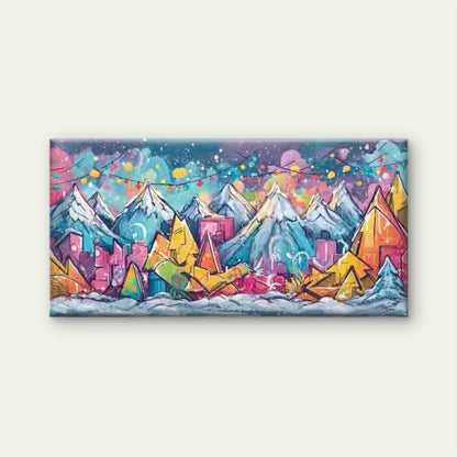 Snowy Mountain Cityscape Wall Art Canvas Office Home Room Framed 120x60cm