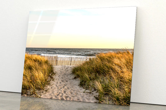 Shore of Hampton Beach New York Acrylic Glass Print Tempered Glass Wall Art 100% Made in Australia Ready to Hang