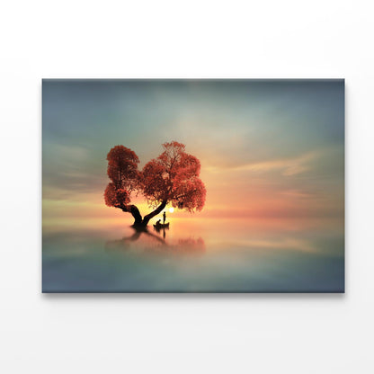 Tree And Boat in Lake Acrylic Glass Print Tempered Glass Wall Art 100% Made in Australia Ready to Hang