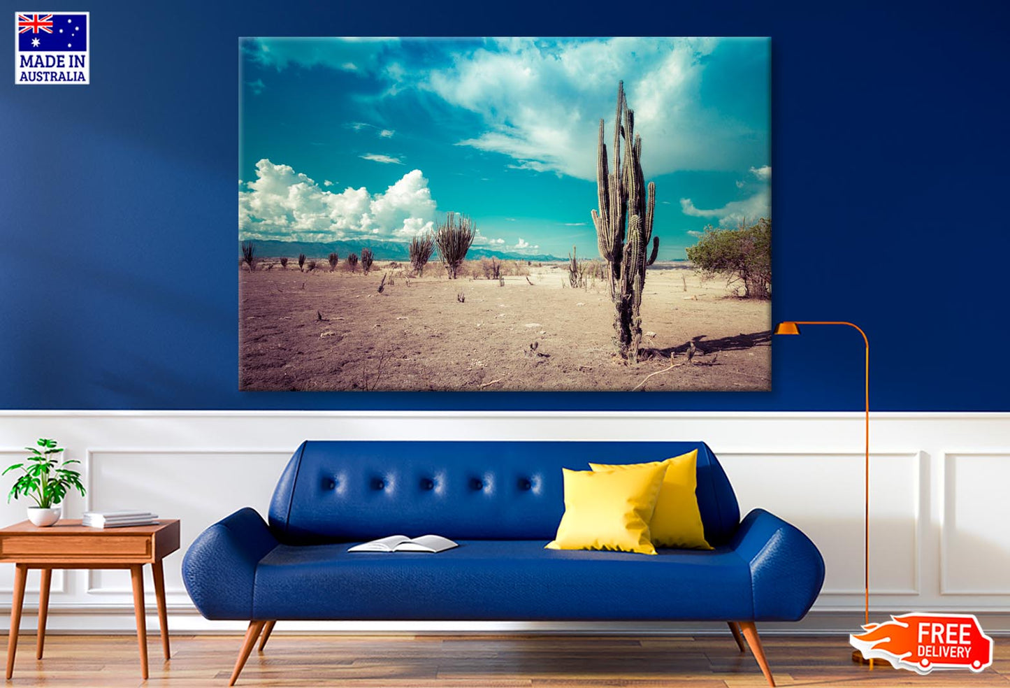 Cactus In Desert  Wall Art Decor 100% Australian Made