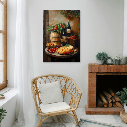 Tuscan Pasta and Red Wine 40x60cm Metal Print Ready to Hang