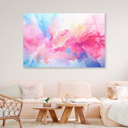 Soft Watercolor Pink Abstract Acrylic Glass Print Tempered Glass Wall Art 100% Made in Australia Ready to Hang