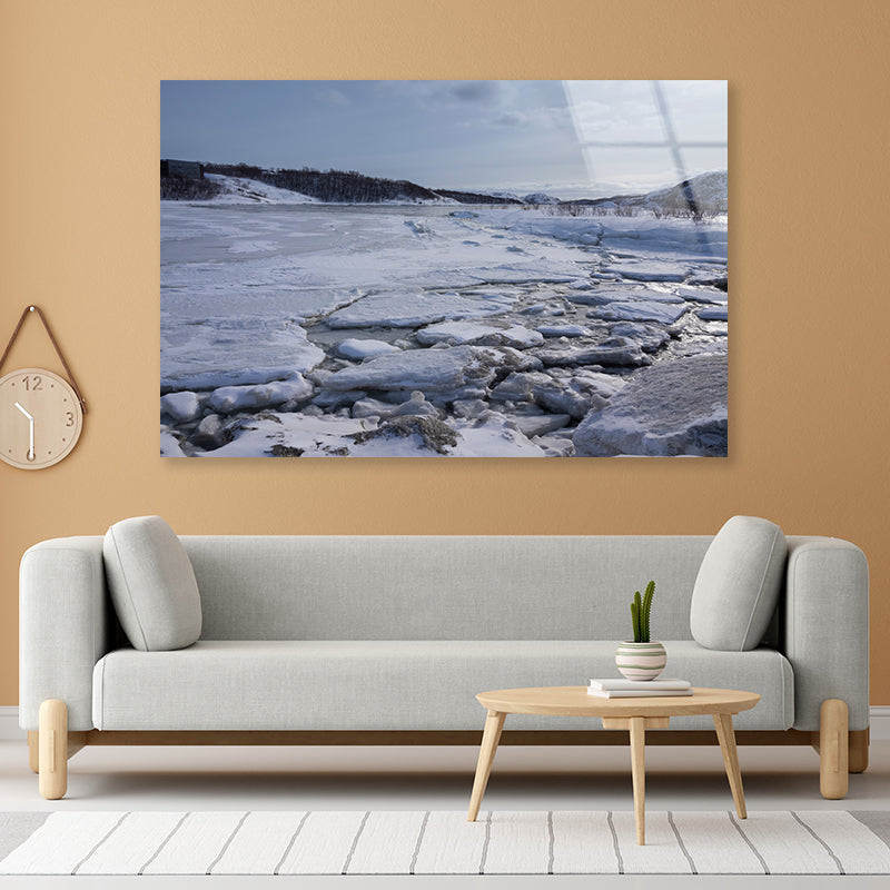 Winter Snow-Covered Trees and a Cloudy Sky Acrylic Glass Print Tempered Glass Wall Art 100% Made in Australia Ready to Hang