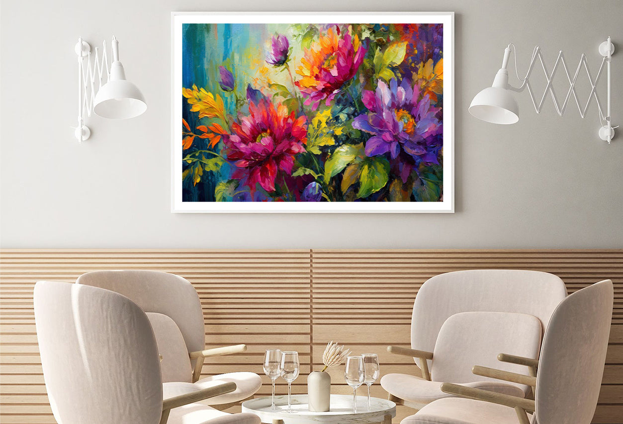 Oil Painting of Beautiful Flowers and Leaves Home Decor Premium Quality Poster Print Choose Your Sizes