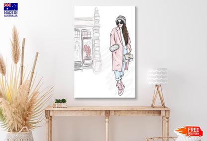 Stylish Girl with Elegant Bag Wall Art Limited Edition High Quality Print