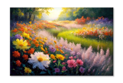 Painting of Flowers and Meadow Landscape by Claude Monet Wall Art Limited Edition High Quality Print