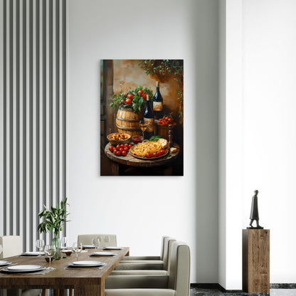 Tuscan Pasta and Red Wine 40x60cm Metal Print Ready to Hang
