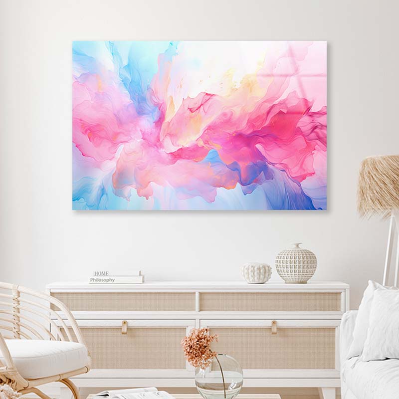 Soft Watercolor Pink Abstract Acrylic Glass Print Tempered Glass Wall Art 100% Made in Australia Ready to Hang