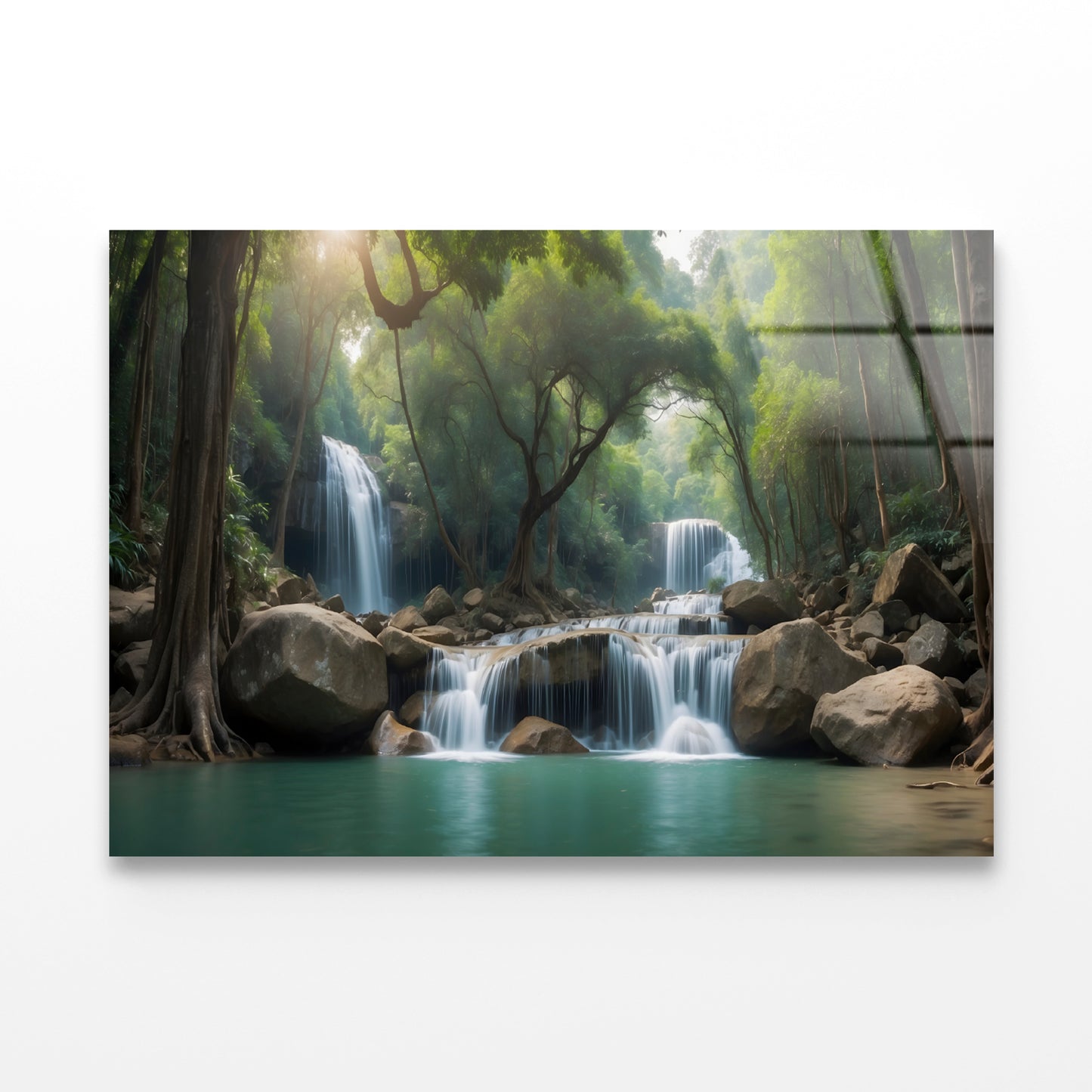 Waterfall in a Forest Acrylic Glass Print Tempered Glass Wall Art 100% Made in Australia Ready to Hang