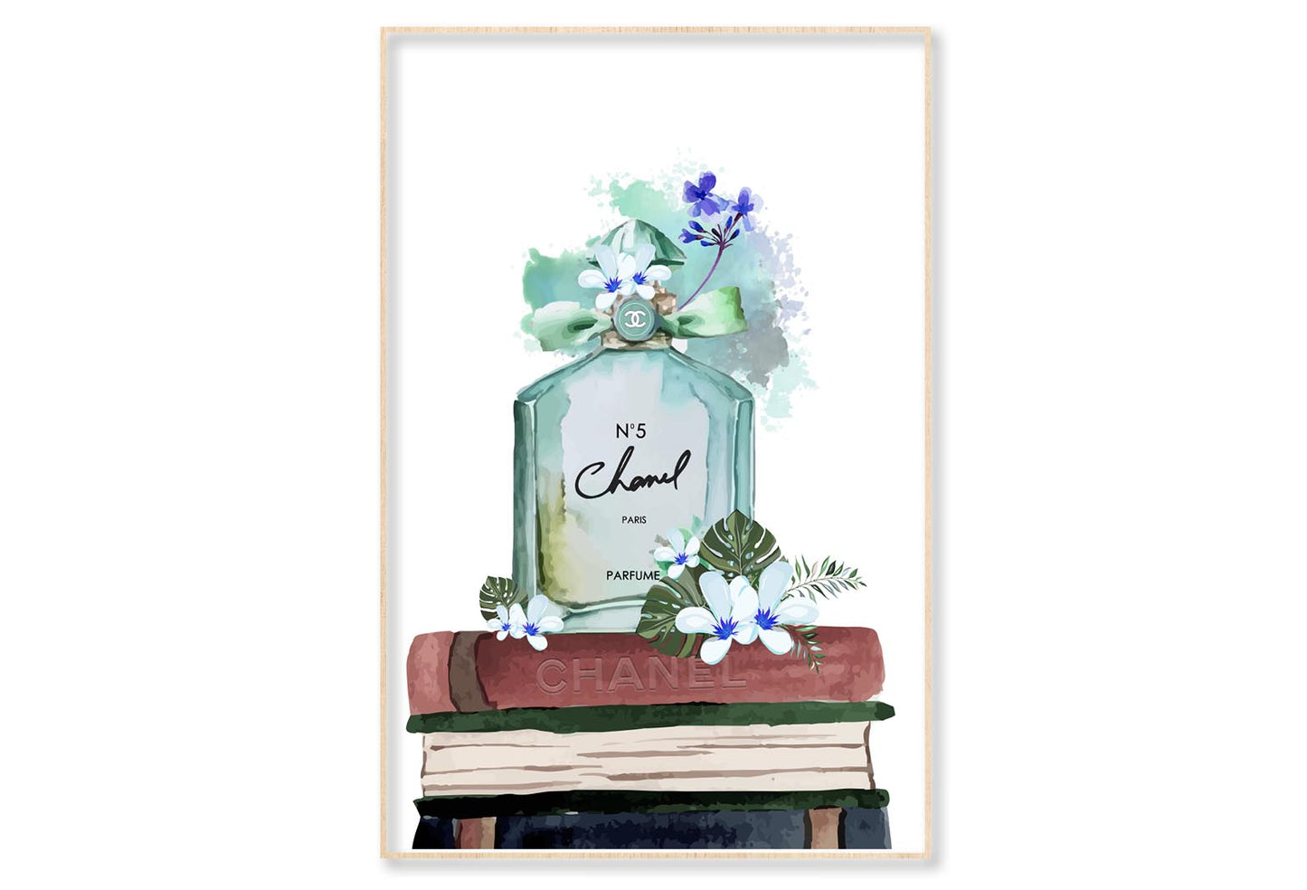 Green Color Perfume Wall Art Limited Edition High Quality Print Canvas Box Framed Natural