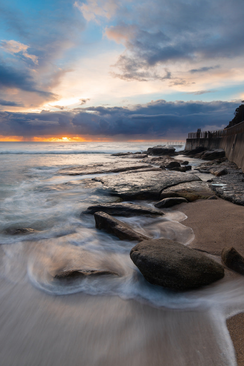 Sea Coastal & Rocks with Cloudy Sky View Photograph Glass Framed Wall Art, Ready to Hang Quality Print