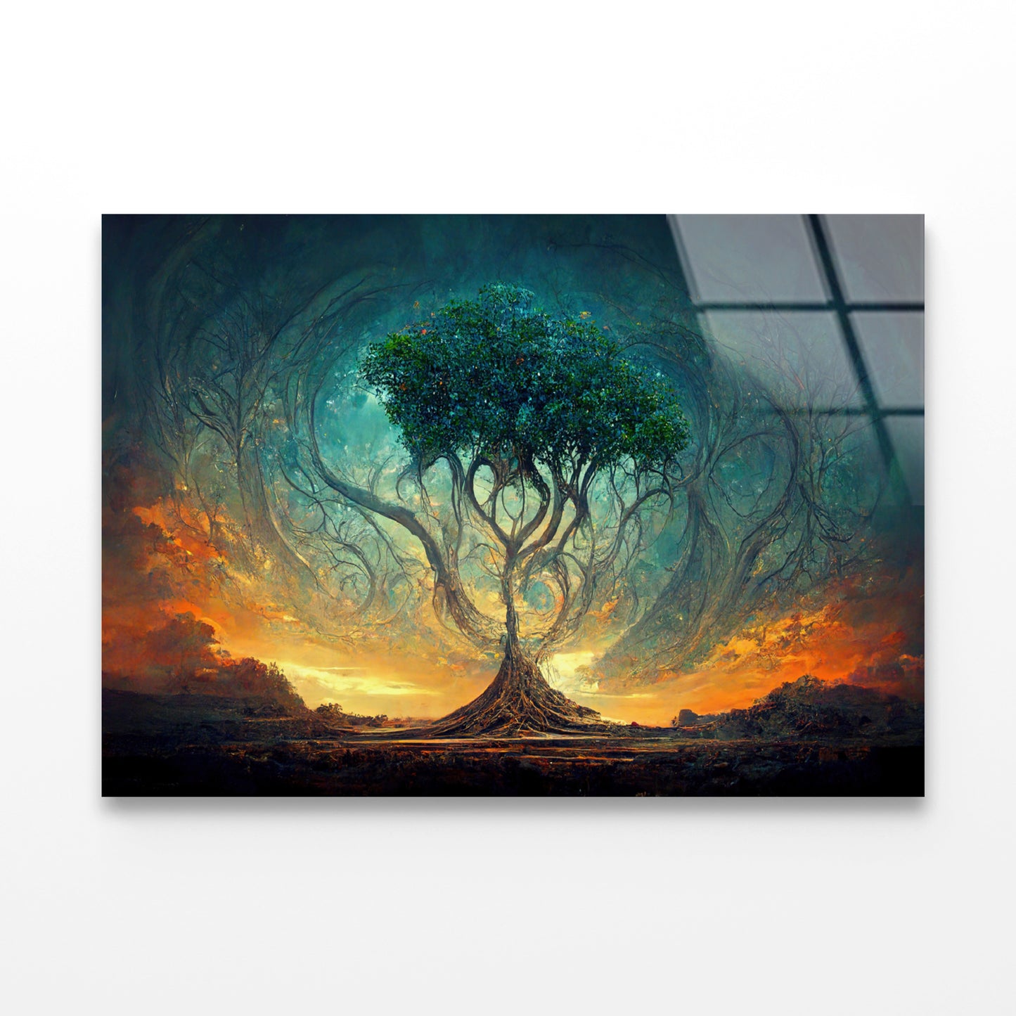 Life of Tree with Colorful Sky Acrylic Glass Print Tempered Glass Wall Art 100% Made in Australia Ready to Hang