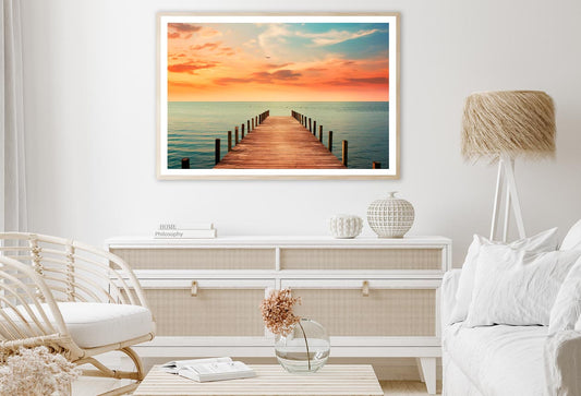 Wooden Pier on Lagoon & Sunset Home Decor Premium Quality Poster Print Choose Your Sizes