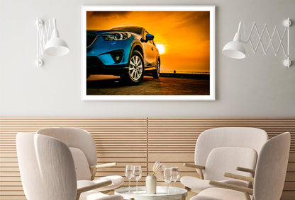 Blue Mazda SUV Parked on A Lake Home Decor Premium Quality Poster Print Choose Your Sizes