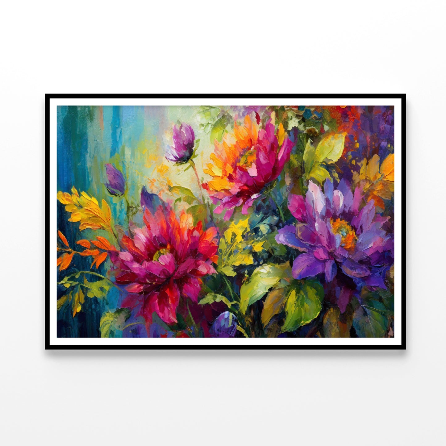 Oil Painting of Beautiful Flowers and Leaves Home Decor Premium Quality Poster Print Choose Your Sizes