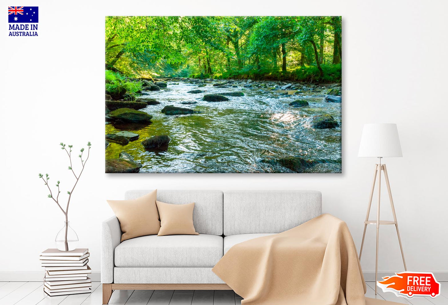 Along The River Barle in Tarr Steps Woodland Wall Art Decor 100% Australian Made