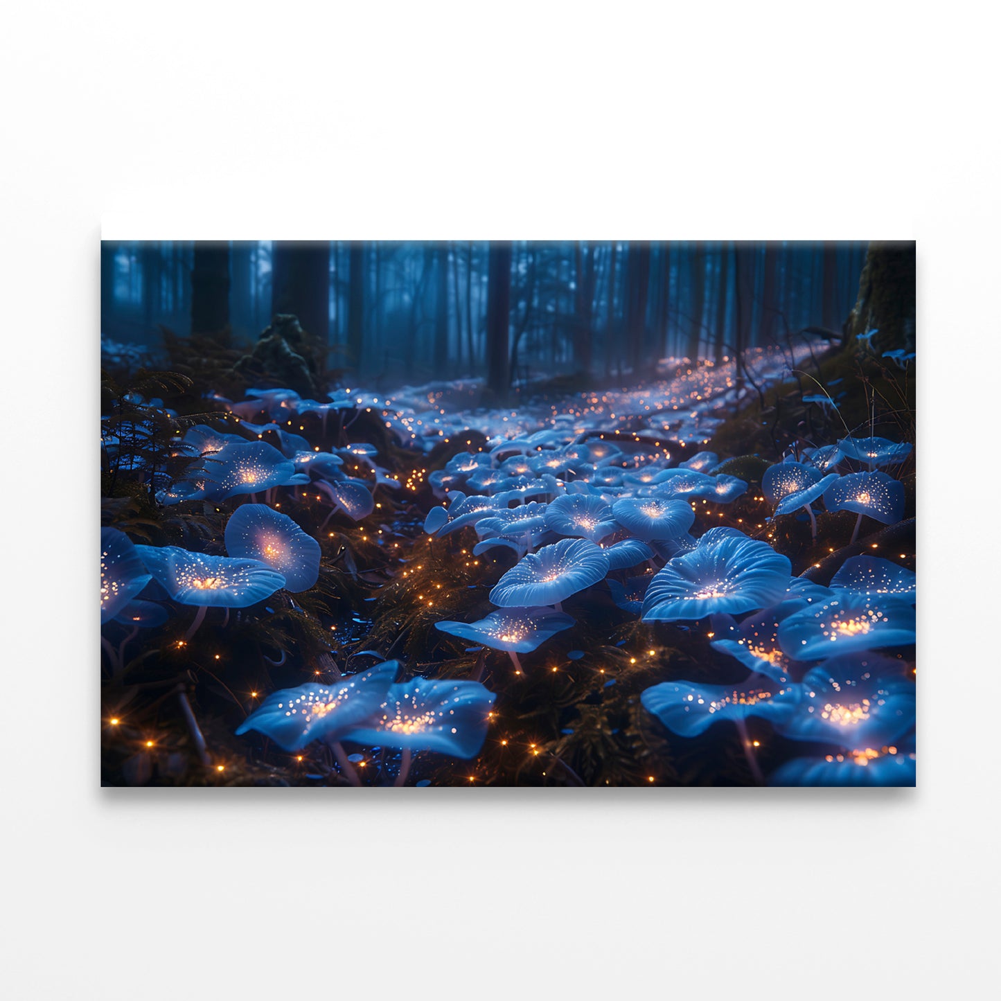 A Magical Forest Scene Filled With Glowing Mushrooms and Flowers Print 100% Australian Made