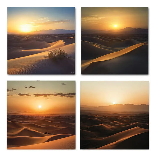 4pcs Sunset In Deser Art Deco Classic Retro Wall Art Canvas Framed