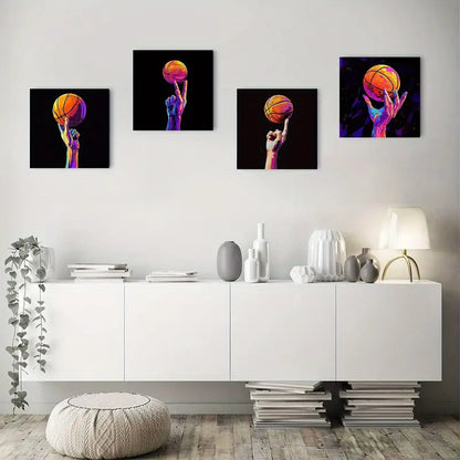 4pcs  Basketball Enthusiast Themed BE Wall Art WD  Wall Art Canvas Framed