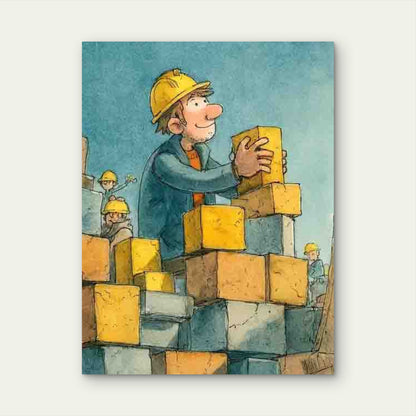 Builders & Dump Truck -Style, Engineer-Themed 60x90cm Metal Print Ready to Hang