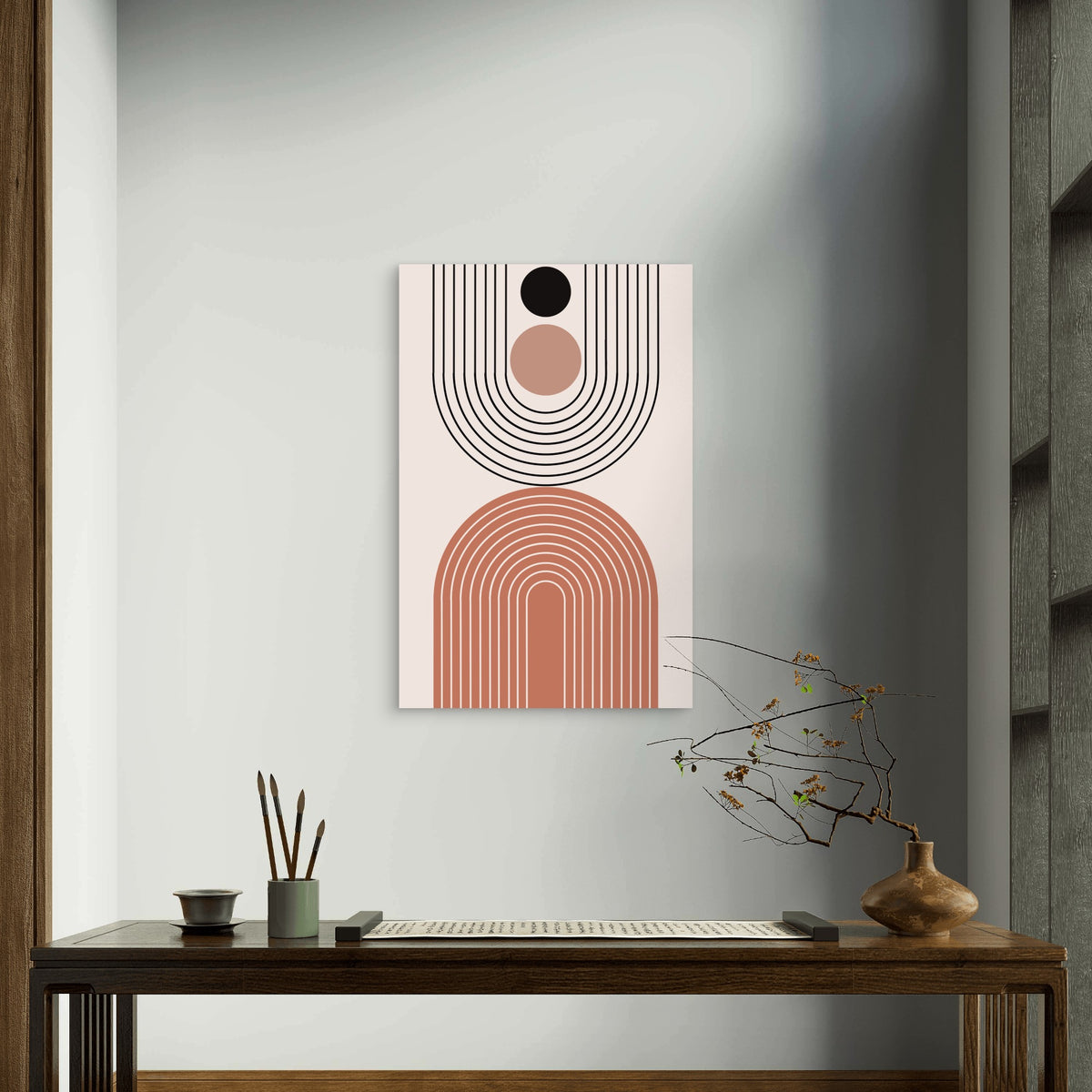 Terracotta Arch Sun Pattern Abstract 60x90cm Metal Print Ready to Hang