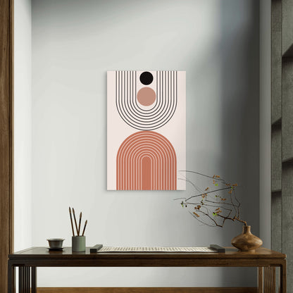 Terracotta Arch Sun Pattern Abstract 60x90cm Metal Print Ready to Hang