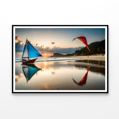 Rainbow over Water with Kites Home Decor Premium Quality Poster Print Choose Your Sizes