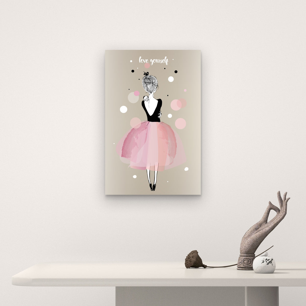 Pink Ballerina Love Youself Quote 40x60cm Metal Print Ready to Hang