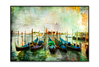 Gondolas - Beautiful Venetian Pictures - Oil Painting Style Home Decor Premium Quality Poster Print Choose Your Sizes