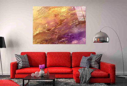 Opulent Purple Gilded Tempered Glass Printing Wall Art Australian Made Quality