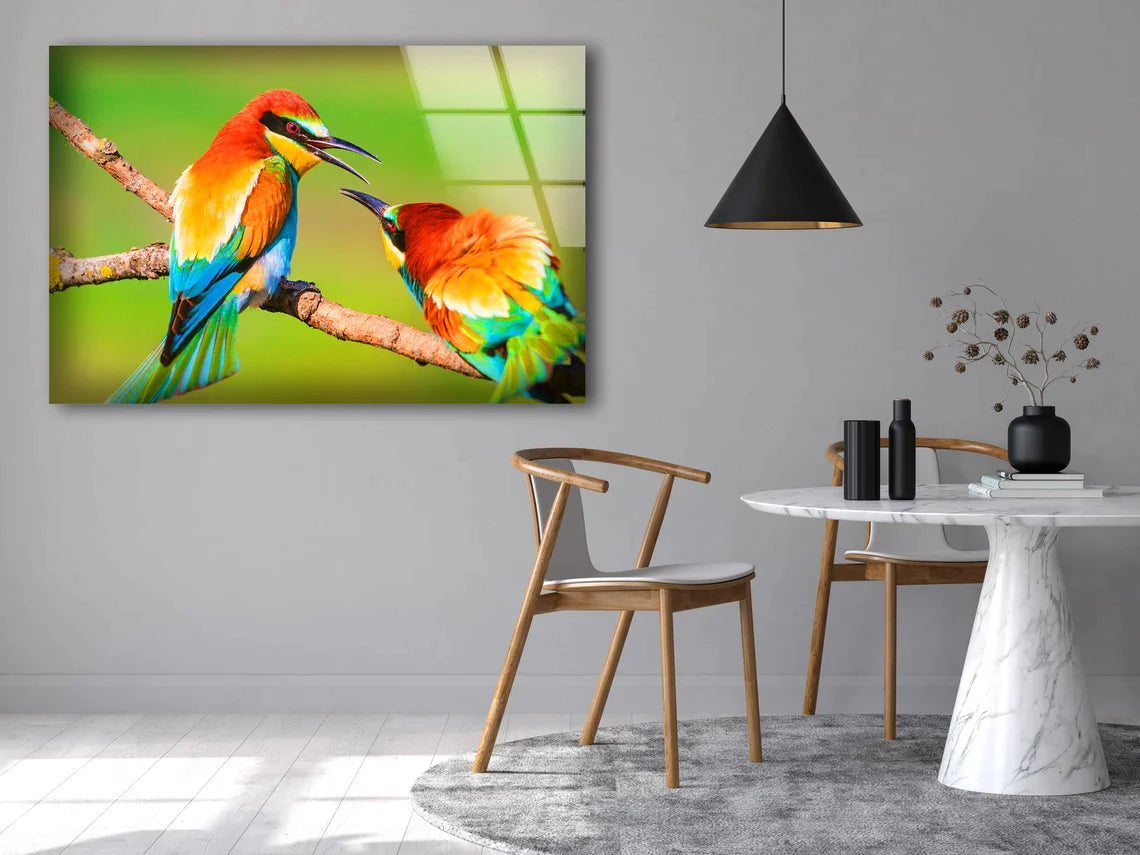 Birds on Tree Branch UV Direct Aluminum Print Australian Made Quality