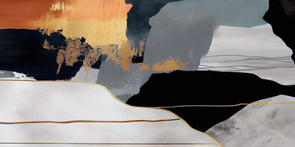 Modern Gold Black Abstract Wall Art Canvas Office Home Room Framed 120x60cm