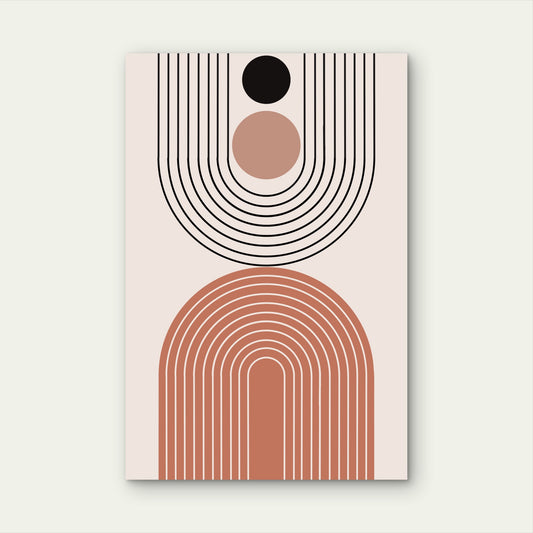 Terracotta Arch Sun Pattern Abstract 60x90cm Metal Print Ready to Hang - Bella Home Decor