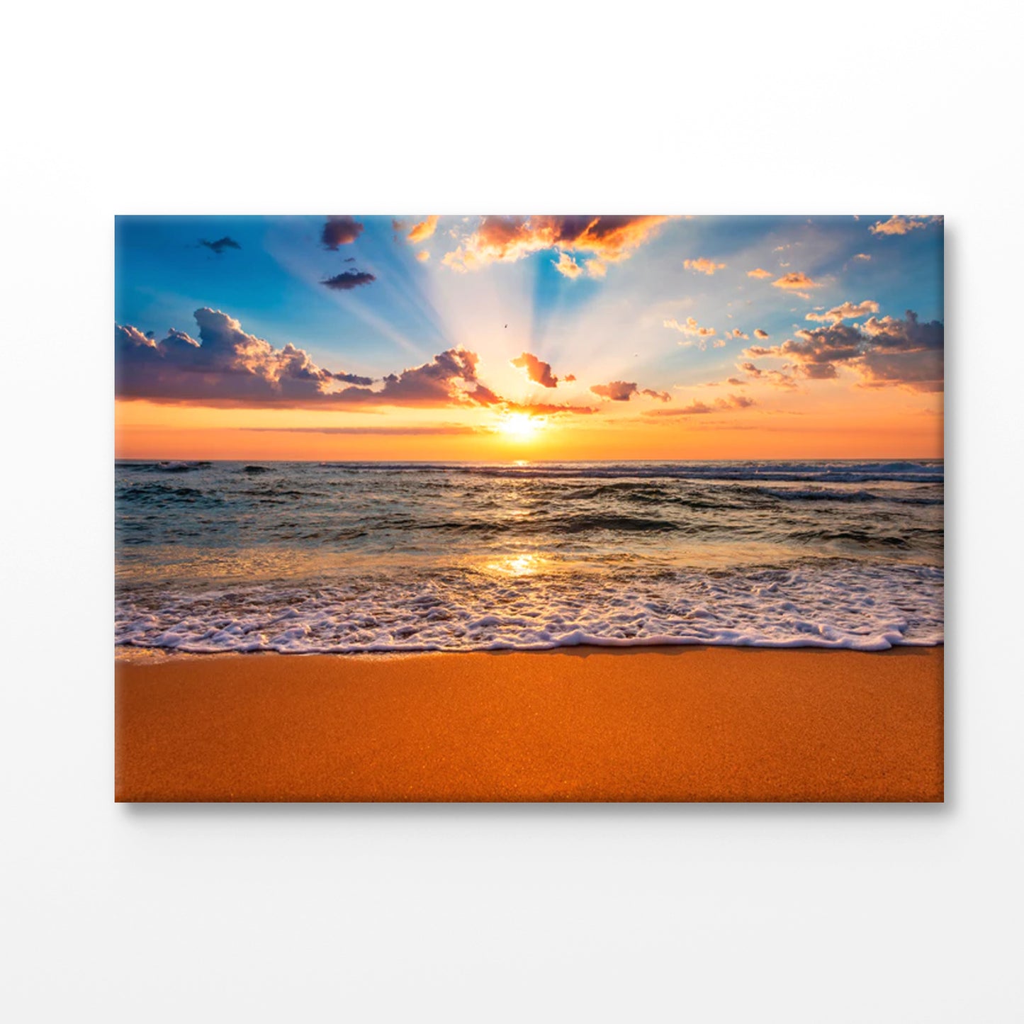 Bella Home Colorful Ocean Beach Sunrise Print Canvas Ready to hang