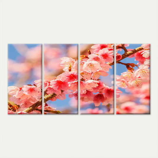 4pcs Cherry Blossom Pink Japanese Sakura Wall Art Canvas Framed 45x80cm - High Quality Print 100% Australian Made Wall Canvas Ready to Hang