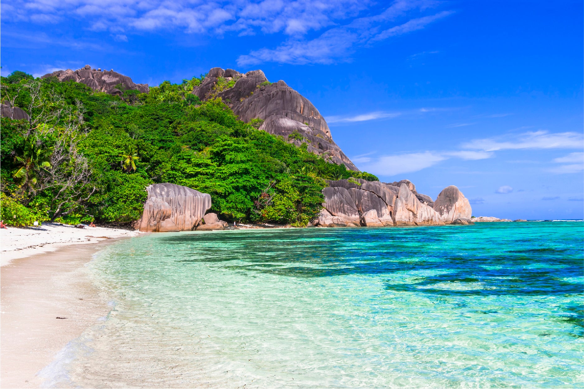 Tropical Beach & Seychelles Glass Framed Wall Art, Ready to Hang Quality Print