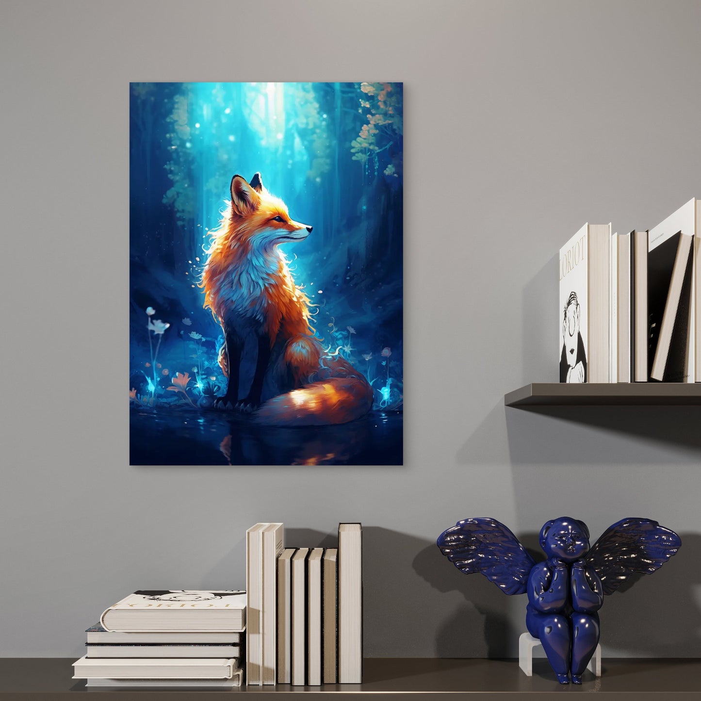 Mystic Forest Fox Fantasy 60x90cm Metal Print Ready to Hang
