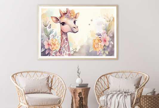 Baby Giraffe Watercolor Style Home Decor Premium Quality Poster Print Choose Your Sizes