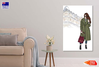 Green Girl with Red Bag Fashion Store Art Print 100% Australian Made