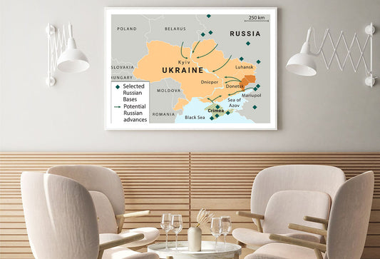 Russia, Ukraine & The Middle East Map Home Decor Premium Quality Poster Print Choose Your Sizes