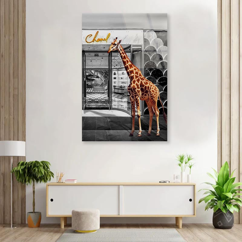 Store With Giraffe 3D Design Acrylic Glass Print Tempered Glass Wall Art 100% Made in Australia Ready to Hang