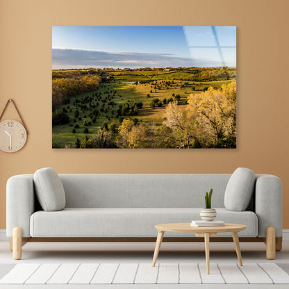 View of Sunrise over a Rural Countryside Acrylic Glass Print Tempered Glass Wall Art 100% Made in Australia Ready to Hang