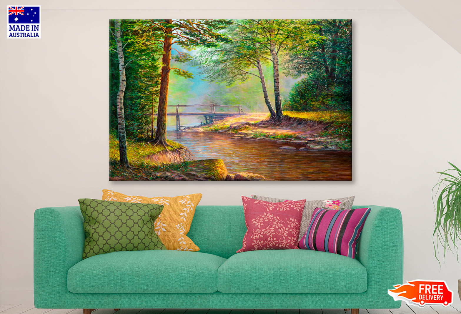 Forest River View Oil Painting Wall Art Limited Edition High Quality Print