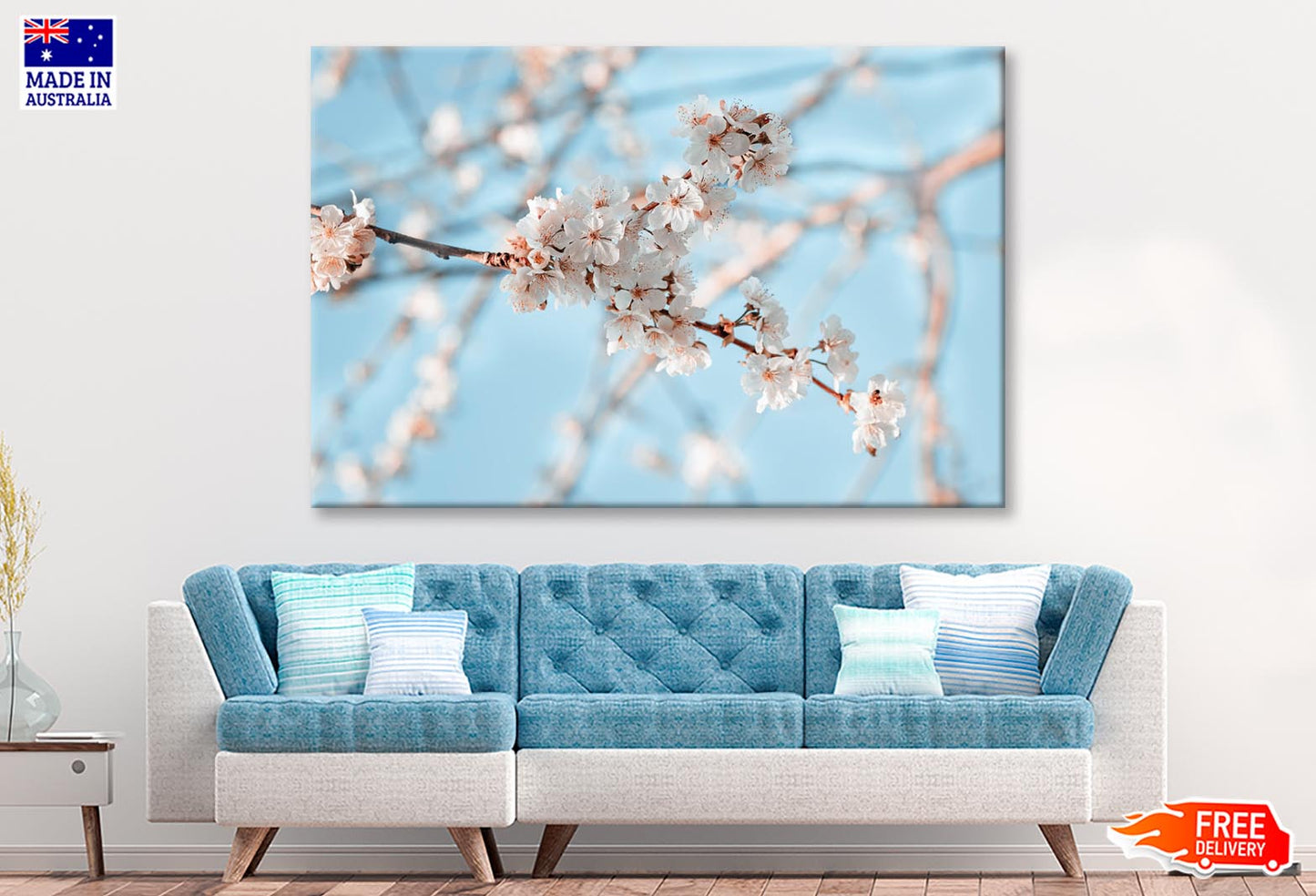 Close-Up Of the Blossoming Branch in Spring Wall Art Decor 100% Australian Made