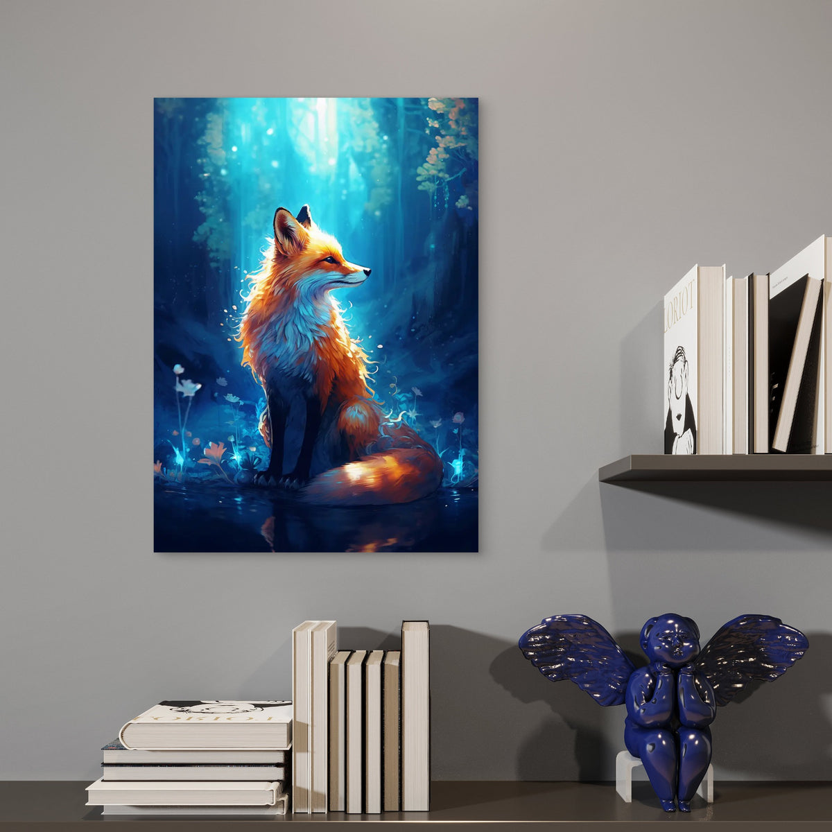 Mystic Forest Fox Fantasy 40x60cm Metal Print Ready to Hang